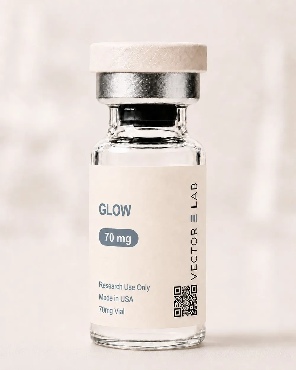 Amber glass research peptide vial with lyophilized powder – Vector E Lab