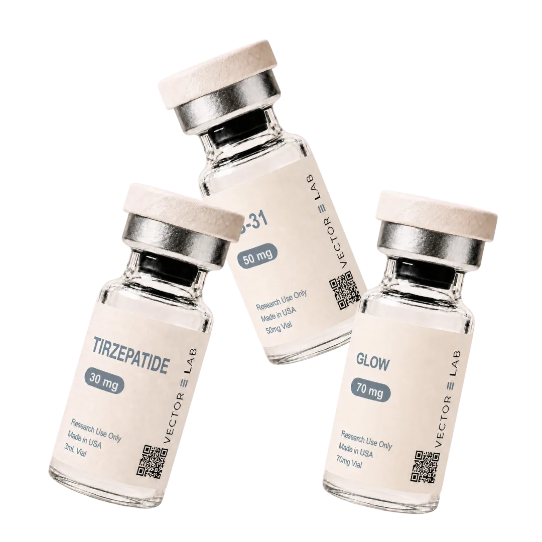 Lyophilized research peptide vial, HPLC purity tested – Vector E Lab